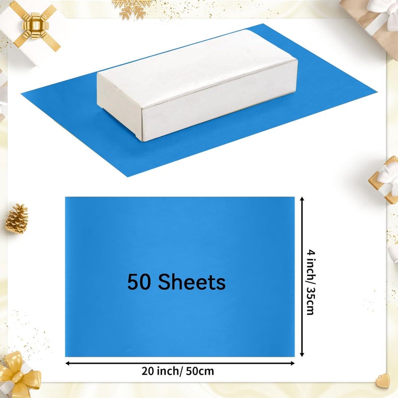 Hlonon 50 Sheets Blue Tissue Paper for Gift Bags - 14 x 20 Inches Recyclable Blue Wrapping Paper for Weddings Birthday DIY Project Christmas Gift Wrapping Crafts Decor - Image 2
